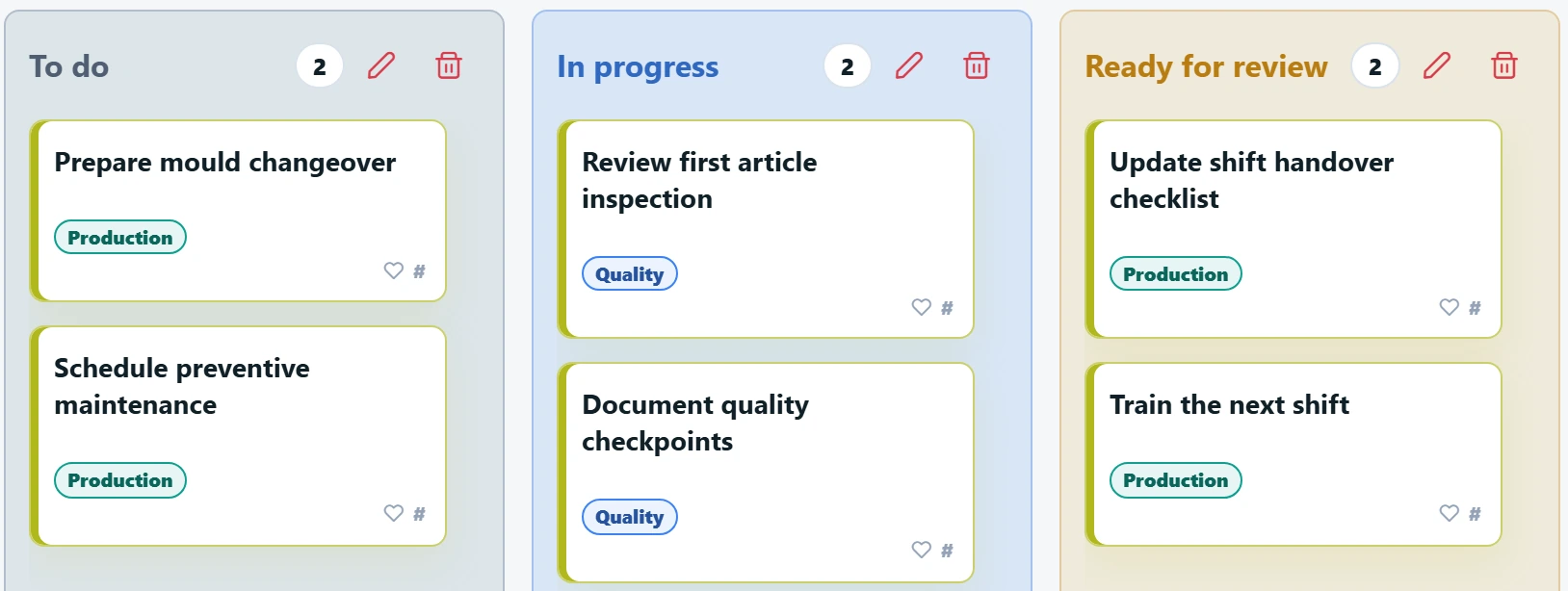 RotoTask — Action board. Actual product interfaces · fictional demo data